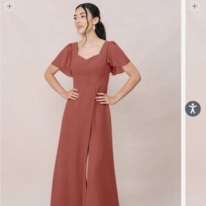 Revelry Madeline Chiffon Cinnamon Rose Dress